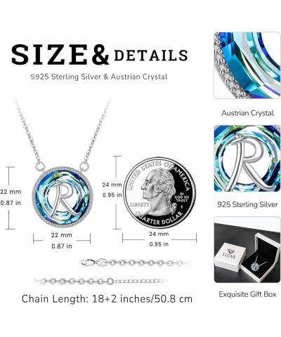 Initial Necklace for Women S925 Sterling Silver Blue Circle Crystal A-Z Letter Pendant Birthday Jewelry Gift for Her Mom Girl...