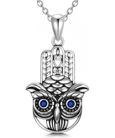 Hamsa Tree of Life/Evil Eye/Star of David/Owl/Elephant Necklace 925 Sterling Silver Hand of Fatima Pendant Necklace Valentine...