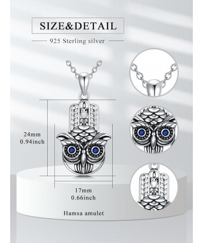 Hamsa Tree of Life/Evil Eye/Star of David/Owl/Elephant Necklace 925 Sterling Silver Hand of Fatima Pendant Necklace Valentine...