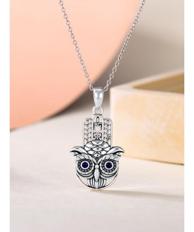 Hamsa Tree of Life/Evil Eye/Star of David/Owl/Elephant Necklace 925 Sterling Silver Hand of Fatima Pendant Necklace Valentine...