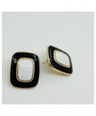 Stud Earrings for Women Red and Green Contrast color Rectangle Statement Earings Fashion Jewelry Black $11.95 Earrings