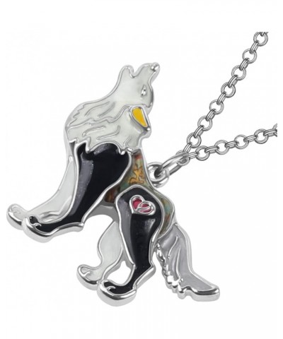 Enamel Alloy Novelty Wolf Necklace Pendant Wild Animals Jewelry Gifts for Women Girls Kids Charms Black $9.11 Necklaces