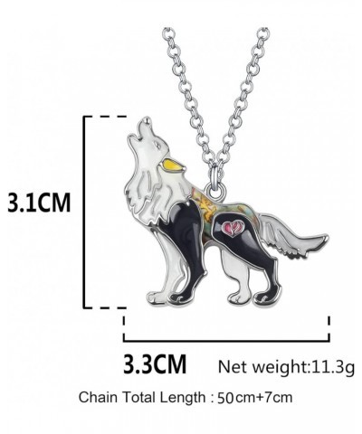 Enamel Alloy Novelty Wolf Necklace Pendant Wild Animals Jewelry Gifts for Women Girls Kids Charms Black $9.11 Necklaces