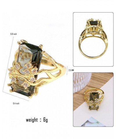 Luxury Champagne Crystal Rectangle Wedding Ring Flower Zirconia Cocktail Exaggeration Engagement Charm Statement Jewelry Fing...