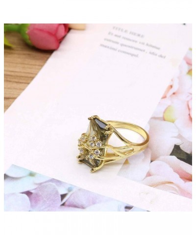 Luxury Champagne Crystal Rectangle Wedding Ring Flower Zirconia Cocktail Exaggeration Engagement Charm Statement Jewelry Fing...