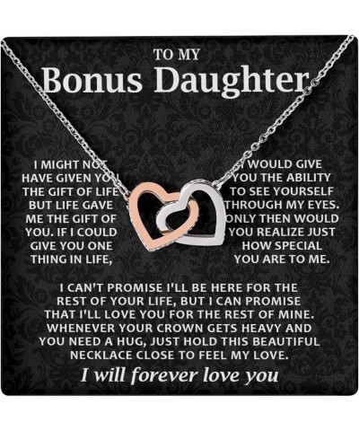 To My Bonus Daughter Necklace, Bonus Daughter Gifts From Stepdad, Interlocking Hearts Necklace, Step Daughter Gifts From Step...