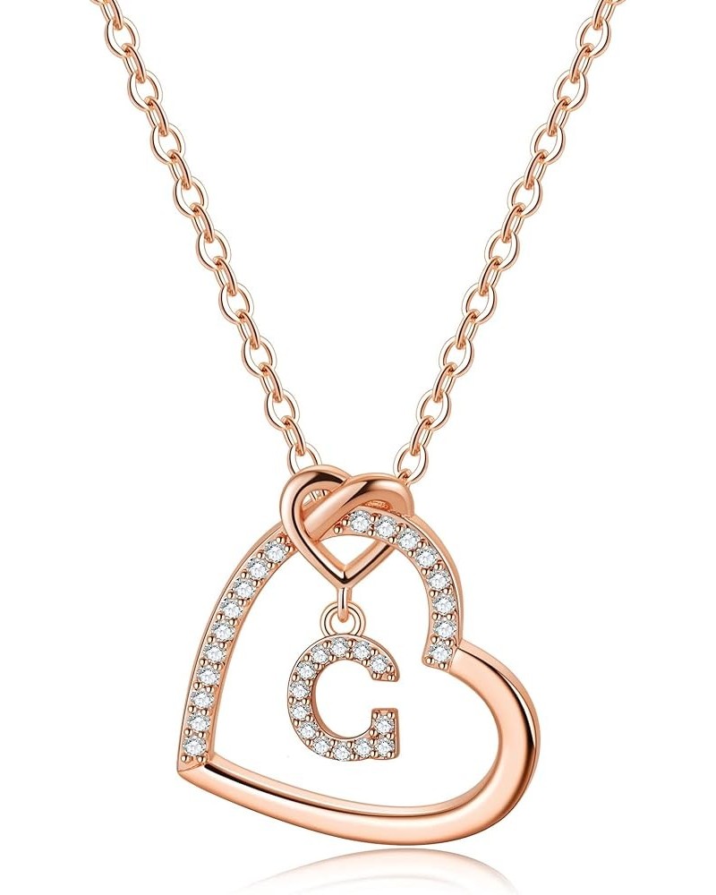 Heart Necklaces for Women Girls Trendy, Initial Necklace 14K Gold/White Gold/Rose Gold Plated Letter Necklace Cute Dainty Nec...