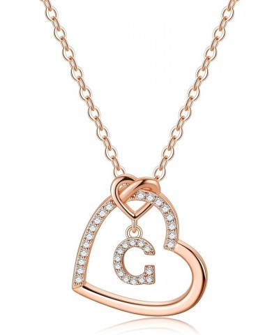 Heart Necklaces for Women Girls Trendy, Initial Necklace 14K Gold/White Gold/Rose Gold Plated Letter Necklace Cute Dainty Nec...