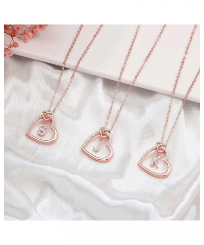 Heart Necklaces for Women Girls Trendy, Initial Necklace 14K Gold/White Gold/Rose Gold Plated Letter Necklace Cute Dainty Nec...