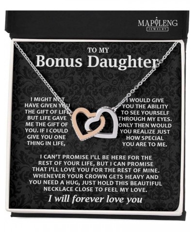 To My Bonus Daughter Necklace, Bonus Daughter Gifts From Stepdad, Interlocking Hearts Necklace, Step Daughter Gifts From Step...