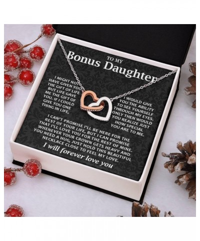 To My Bonus Daughter Necklace, Bonus Daughter Gifts From Stepdad, Interlocking Hearts Necklace, Step Daughter Gifts From Step...