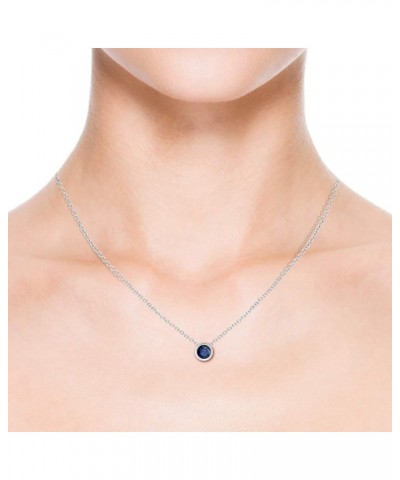 Natural Blue Sapphire Solitaire Pendant Necklace in 14K Solid Gold for Women, Girls with 18" Chain | September Birthstone Jew...