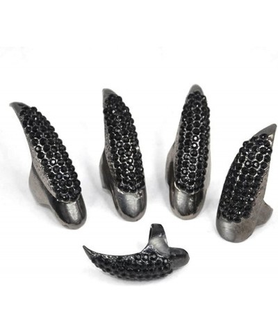 5PCS Clear Crystal Eagle Claw Paw Talon Finger Ring Fashion Jewelry Punk False Nail Knuckle Bend Finger Tip (Black) Black $7....