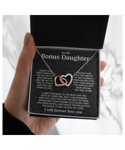 To My Bonus Daughter Necklace, Bonus Daughter Gifts From Stepdad, Interlocking Hearts Necklace, Step Daughter Gifts From Step...