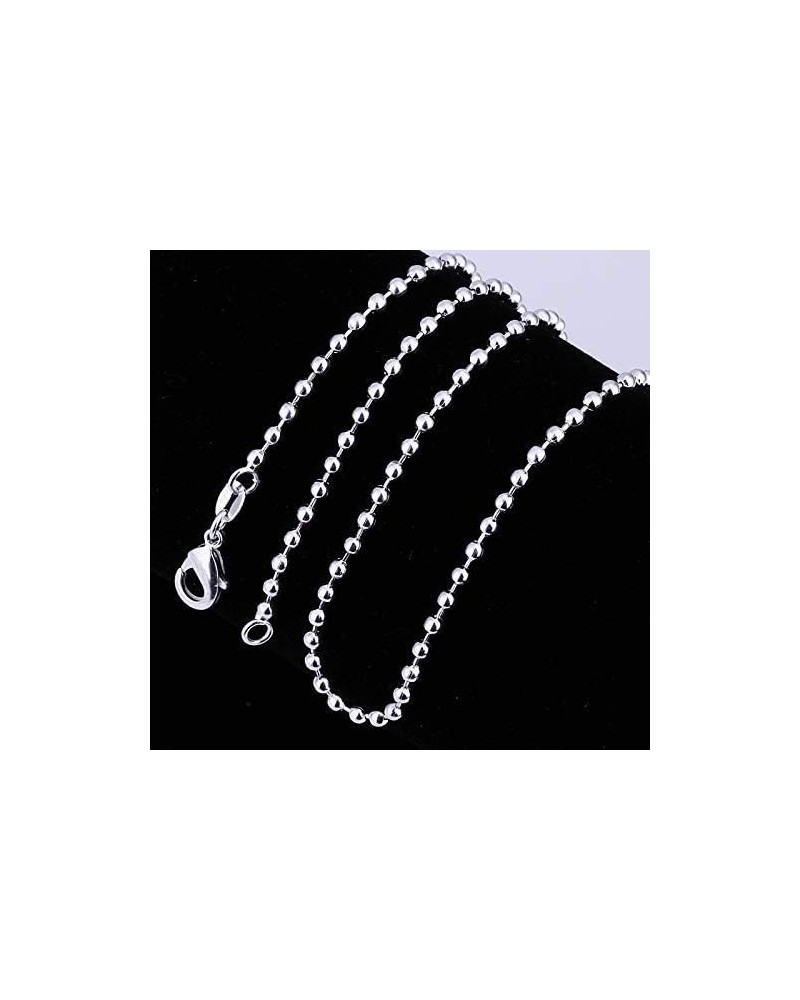 Fashion Jewelry 925 Sterling Silver 2mm Beads Chain Necklace Bead Ball Chain Necklace for Men Women (22 inch) 18 inch $9.53 N...