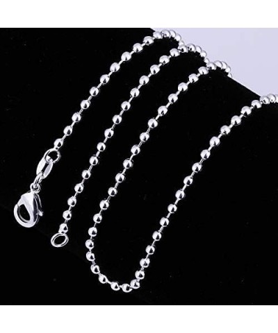 Fashion Jewelry 925 Sterling Silver 2mm Beads Chain Necklace Bead Ball Chain Necklace for Men Women (22 inch) 18 inch $9.53 N...