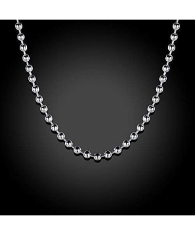 Fashion Jewelry 925 Sterling Silver 2mm Beads Chain Necklace Bead Ball Chain Necklace for Men Women (22 inch) 18 inch $9.53 N...