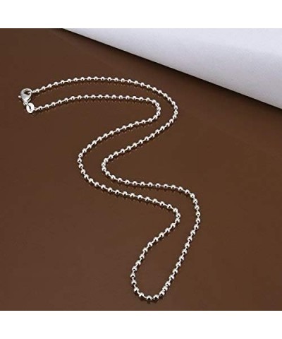 Fashion Jewelry 925 Sterling Silver 2mm Beads Chain Necklace Bead Ball Chain Necklace for Men Women (22 inch) 18 inch $9.53 N...