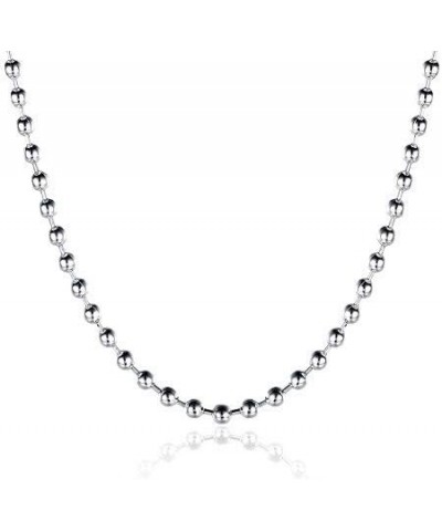 Fashion Jewelry 925 Sterling Silver 2mm Beads Chain Necklace Bead Ball Chain Necklace for Men Women (22 inch) 18 inch $9.53 N...