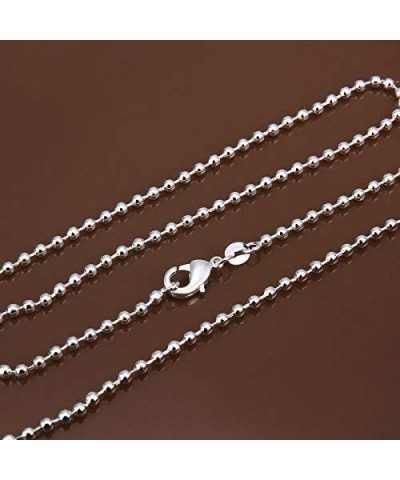 Fashion Jewelry 925 Sterling Silver 2mm Beads Chain Necklace Bead Ball Chain Necklace for Men Women (22 inch) 18 inch $9.53 N...