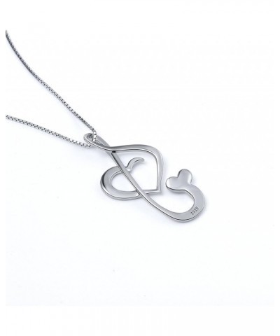 S925 Sterling Silver Musical Note Pendant Necklace, Box Chain 18 inches 01_Musical Note Love Heart $13.33 Necklaces