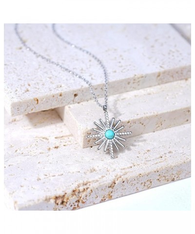 My Favorite Drawer Turquoise Sunrise Necklace/Earrings for Women Dainty Gold/Silver Plated Vintage Style Sun Pendant Celestia...