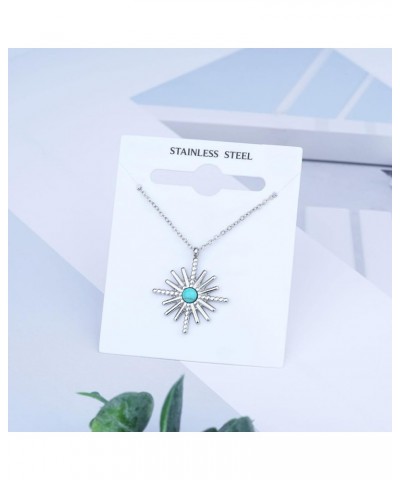 My Favorite Drawer Turquoise Sunrise Necklace/Earrings for Women Dainty Gold/Silver Plated Vintage Style Sun Pendant Celestia...