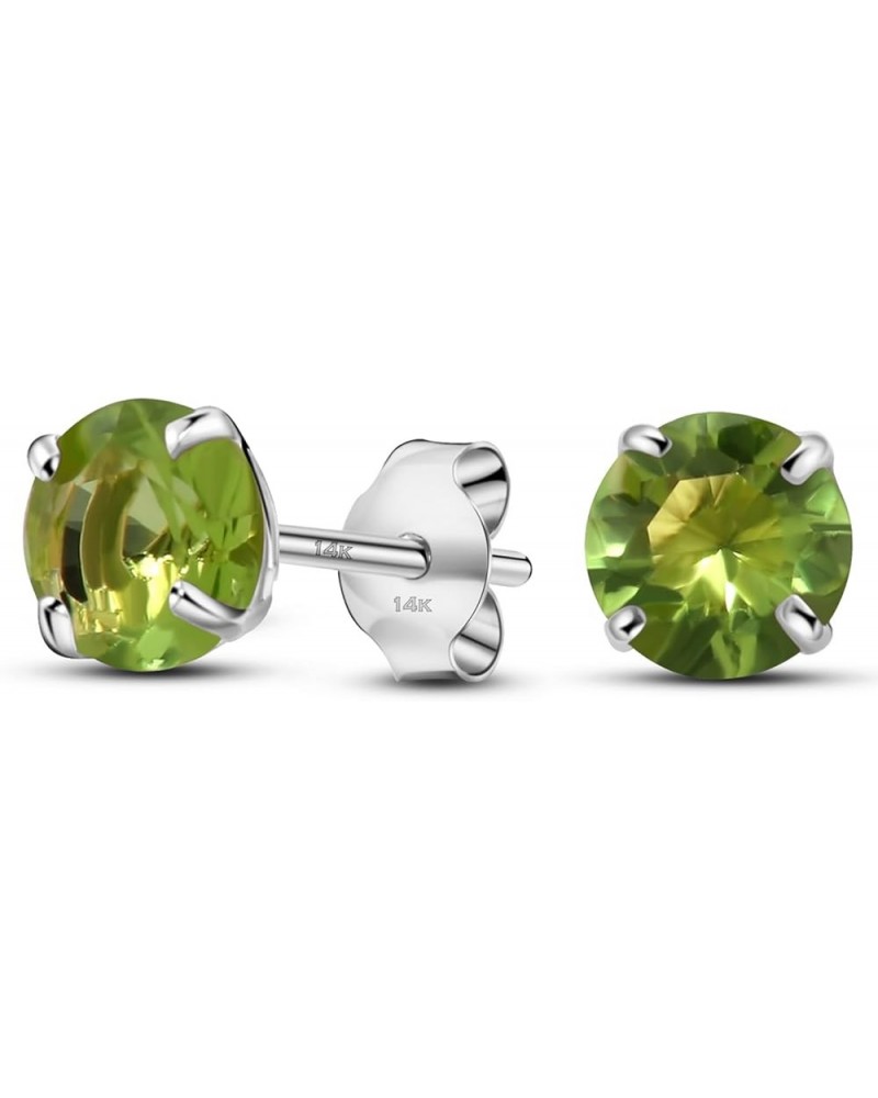 Solid 14K White Gold Round Solitaire Simulated-Birthstone Minimalist Stud Earring 5mm 08-August $25.62 Earrings