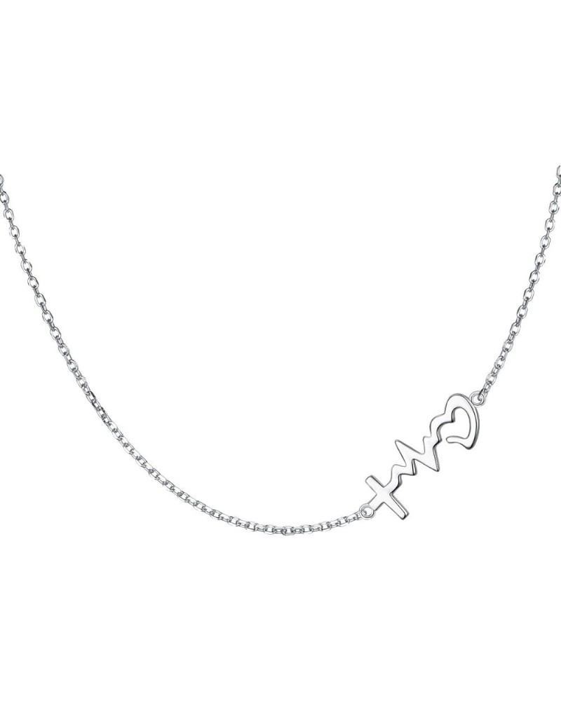 S925 Sterling Silver Jewelry Sideways Choker Necklace 14 inches to 18 inches Faith Hope Love $14.52 Necklaces