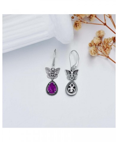 Butterfly Earrings 925 Sterling Silver Vintage Retro Oxidized Dangle Drop Earrings with Simulated Birthstone Crystals from Au...