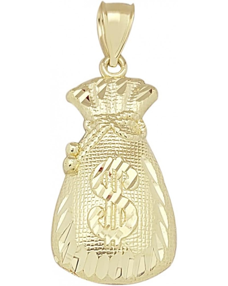 10K Yellow Gold Money Bag Pendant Treasure Dollar Sign Pendant Hip Hop $49.82 Pendants