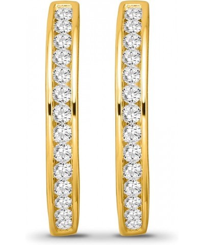 1/4 Carat - 1 Carat Diamond Round Hoop Earrings | 14K Gold or Silver Round Hoop Earrings | I-J Color and I2 Clarity) Yellow G...