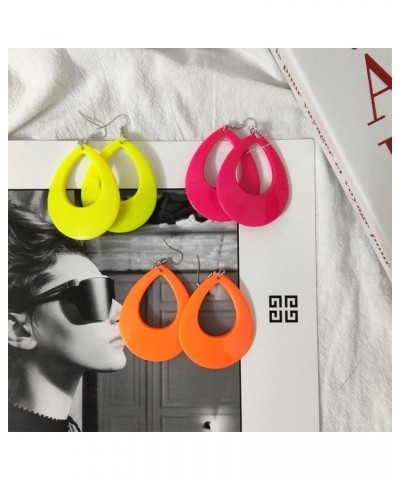 Women's stylish vintage neon earrings for an '80s party or vintage costume party (a must-have for oval earrings) orange $7.07...