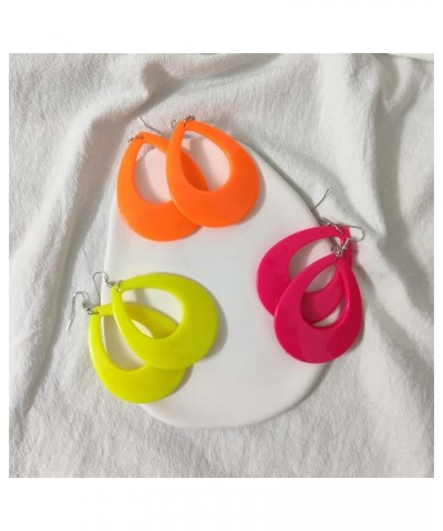 Women's stylish vintage neon earrings for an '80s party or vintage costume party (a must-have for oval earrings) orange $7.07...