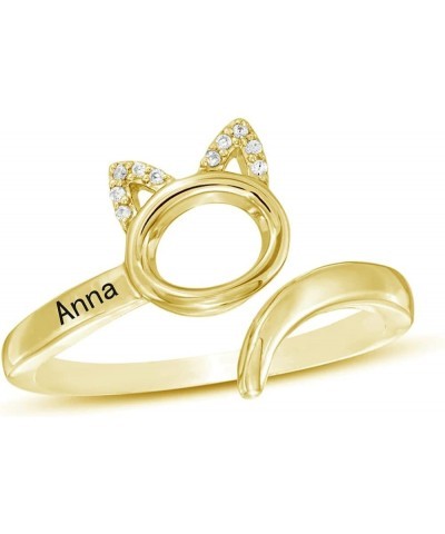 925 Sterling Silver Customized CZ Cat Charm Personalized Name Open Stackable Rings Jewelry Gold $25.79 Rings