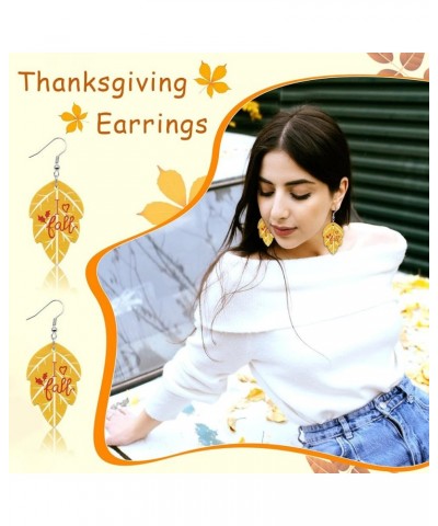 Fall 2024 Thanksgiving Earrings for Women Girls Leather Pumpkin Turkey Maple Leaf Shaped Thanksgiving Day Celebration Party T...