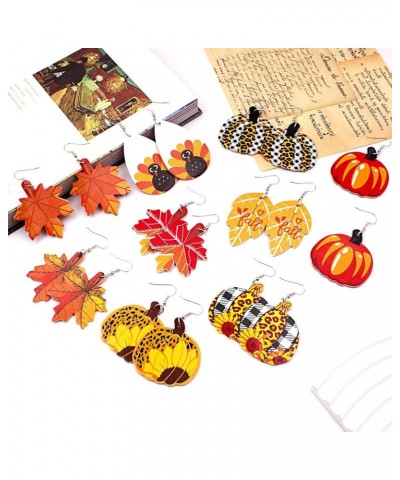 Fall 2024 Thanksgiving Earrings for Women Girls Leather Pumpkin Turkey Maple Leaf Shaped Thanksgiving Day Celebration Party T...