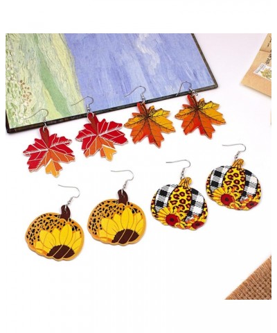 Fall 2024 Thanksgiving Earrings for Women Girls Leather Pumpkin Turkey Maple Leaf Shaped Thanksgiving Day Celebration Party T...