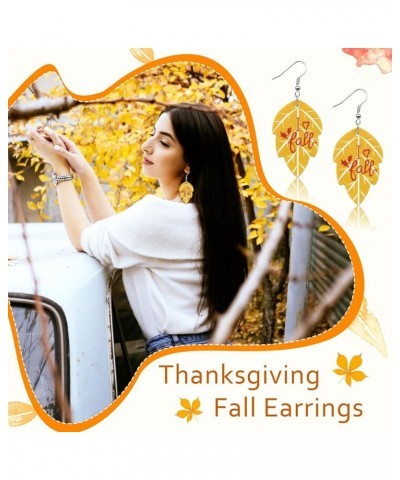 Fall 2024 Thanksgiving Earrings for Women Girls Leather Pumpkin Turkey Maple Leaf Shaped Thanksgiving Day Celebration Party T...