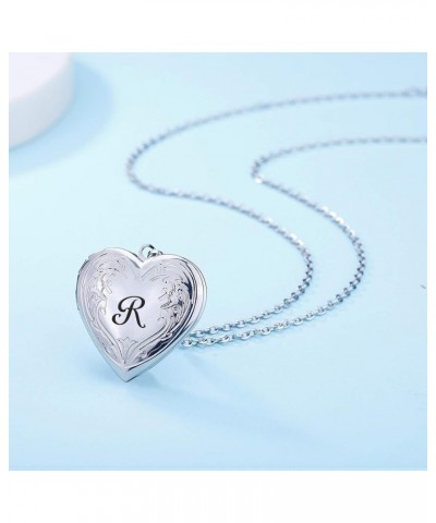 Locket Necklace that Holds Pictures Initial Alphabet A-Z Letter Pendant Necklace Platinum Plated Gifts for Women R $10.25 Nec...