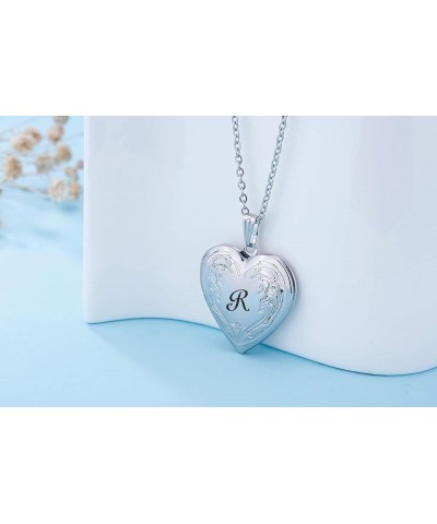 Locket Necklace that Holds Pictures Initial Alphabet A-Z Letter Pendant Necklace Platinum Plated Gifts for Women R $10.25 Nec...