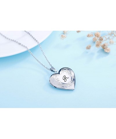 Locket Necklace that Holds Pictures Initial Alphabet A-Z Letter Pendant Necklace Platinum Plated Gifts for Women R $10.25 Nec...