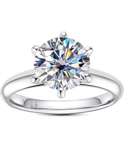 Moissanite Ring, 0.5/1/1.5/2/2.5/3CT Round Brilliant Cut Moissanite Diamond Six Prong Solitaire Engagement Ring Gold Plated 9...