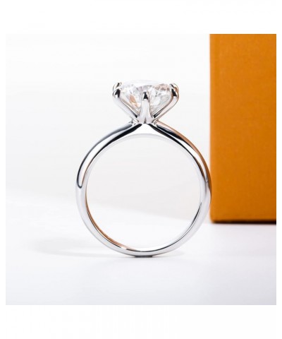 Moissanite Ring, 0.5/1/1.5/2/2.5/3CT Round Brilliant Cut Moissanite Diamond Six Prong Solitaire Engagement Ring Gold Plated 9...