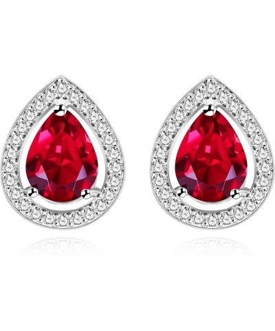 Fashion Pear-Shape CZ Teardrop Earrings Crystal U-Shaped Earrings for Women Girls R446 Red $7.55 Earrings