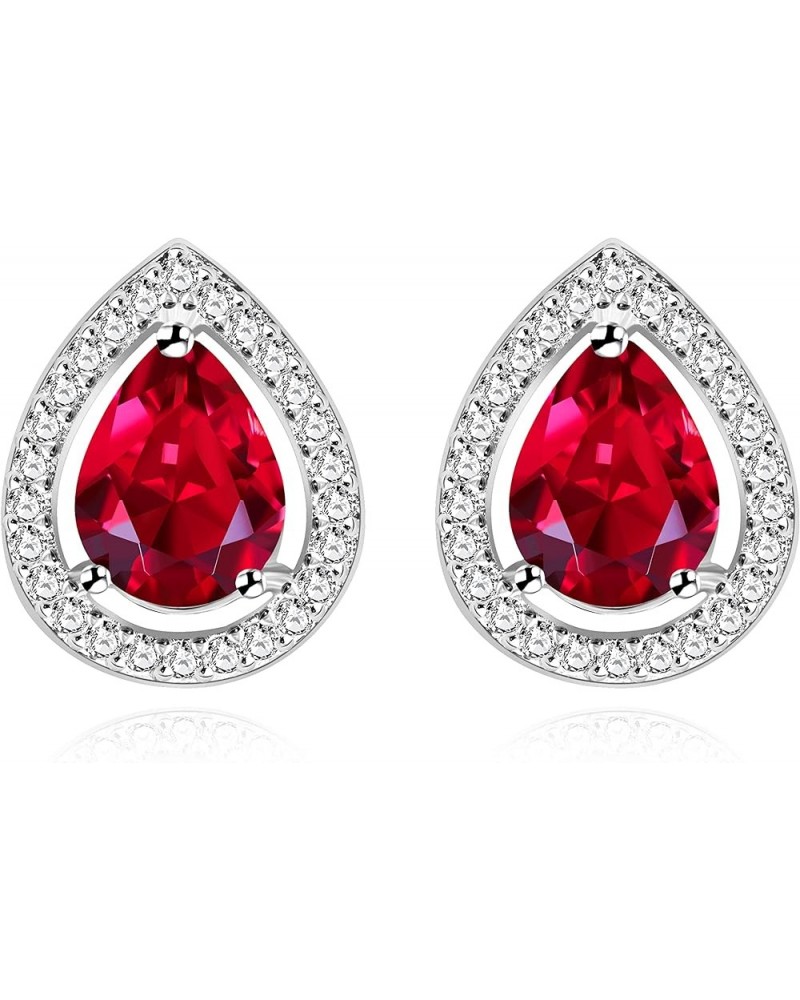 Fashion Pear-Shape CZ Teardrop Earrings Crystal U-Shaped Earrings for Women Girls R446 Red $7.55 Earrings