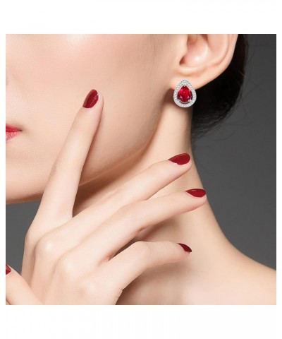 Fashion Pear-Shape CZ Teardrop Earrings Crystal U-Shaped Earrings for Women Girls R446 Red $7.55 Earrings