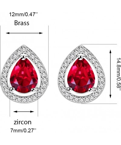 Fashion Pear-Shape CZ Teardrop Earrings Crystal U-Shaped Earrings for Women Girls R446 Red $7.55 Earrings