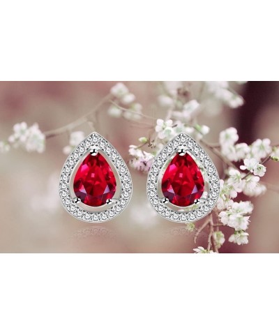 Fashion Pear-Shape CZ Teardrop Earrings Crystal U-Shaped Earrings for Women Girls R446 Red $7.55 Earrings