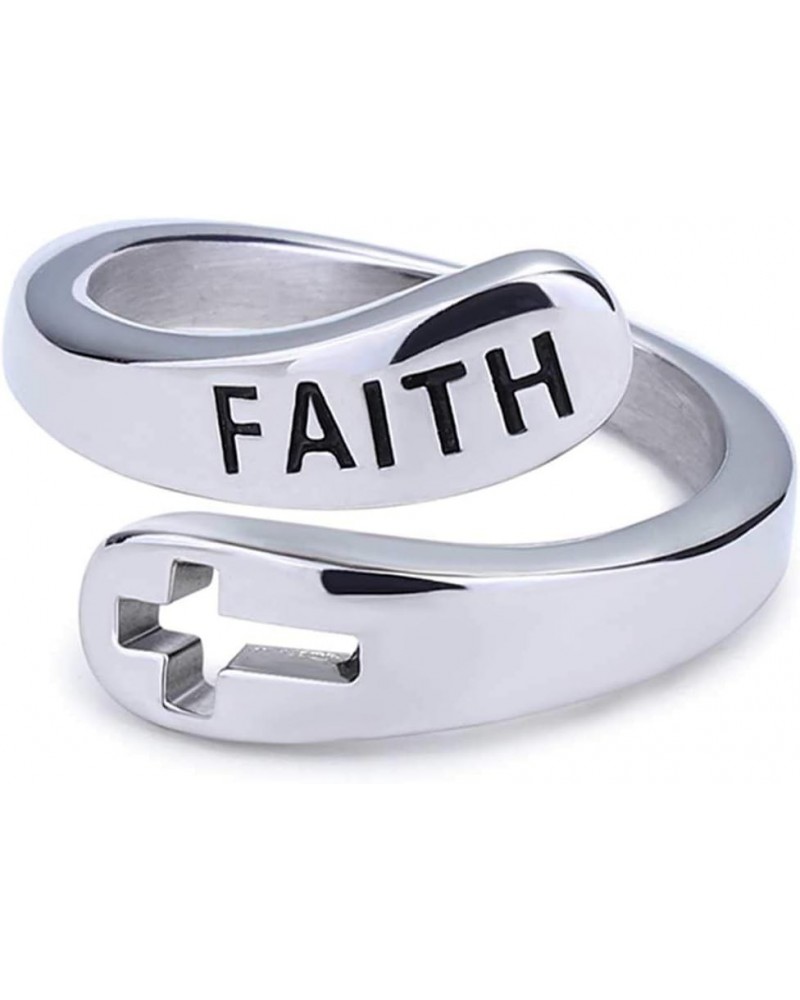 Stainless Steel Christian Faith Cross Wedding Engagement Promise Statement Thumb Ring Silver $7.53 Rings